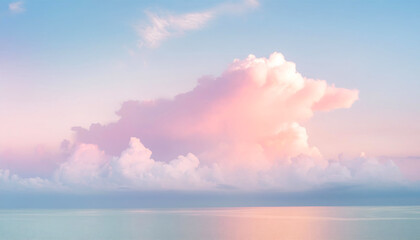 ピンクとブルーの淡い雲、夢かわいいグラデーションの空