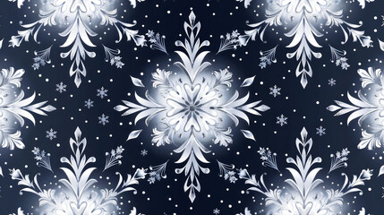 A Cascading Pattern of Blue Snowflakes on a black Background
