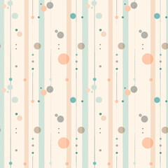 Seamless retro pattern with simple dots and thin lines in soft pastel colors. Minimalistic geometric design in classic style