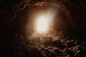 Cave lit by sun rays sunset evening nature exploration travel background rocks cliffs mountains seaside hiking tourist destination adventure spirit geology shiny sunny weather photography wallpaper