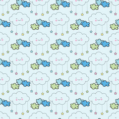 Dreaming Clouds Seamless Vector Pattern Design