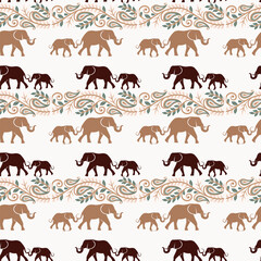Obraz premium Elephant family Seamless Vector Pattern Design