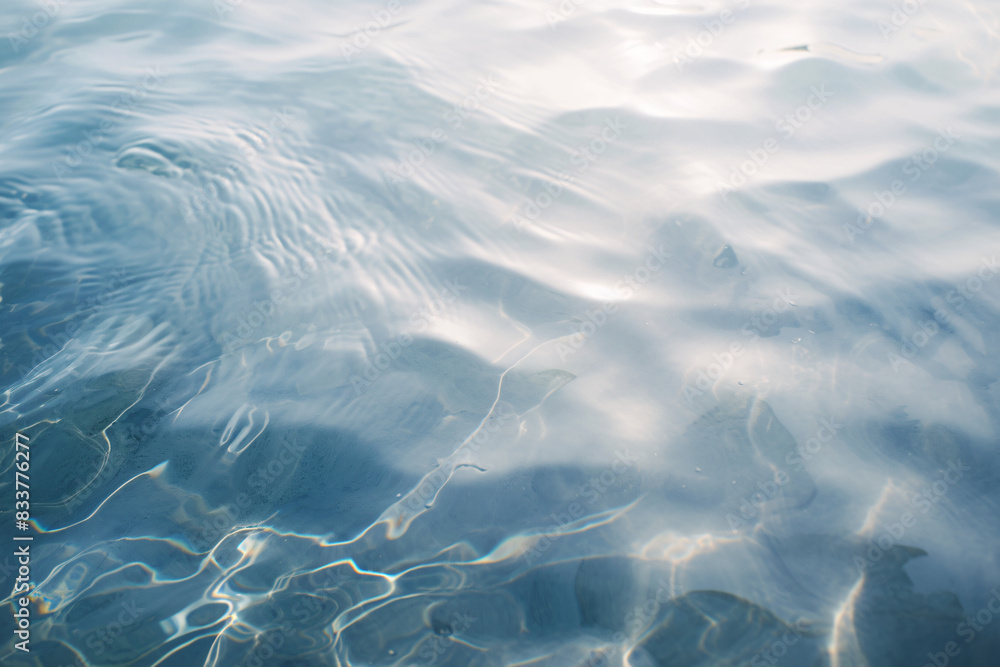 Poster clear water with subtle ripples showcasing the gentle movement and transparency creating a calming e