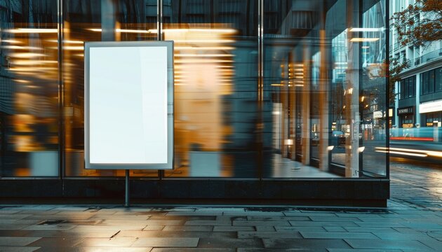 Blank Digital Billboard on City Street..