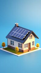 Model house with solar panels