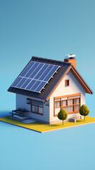 Model house with solar panels