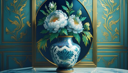 Reflections of Elegance: A Porcelain Peony Vase"
"Floral Harmony: Porcelain Patterns in a Light Blue Room"fleur, fleur, décoration, table, mariage, bouquet, intérieur, soliflore, decor, salle, maison,