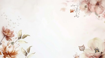 Wedding Template An elegant wedding template with floral designs and romantic fonts with a wedding venue background, empty space right for text