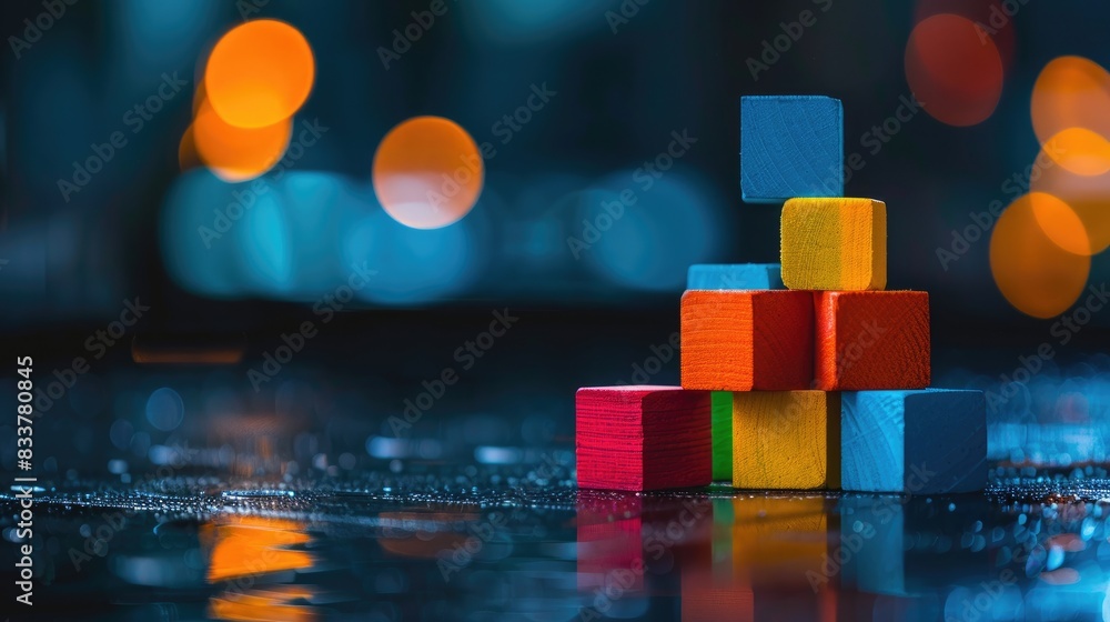 Poster cubes with kpi keywords key performance indicator