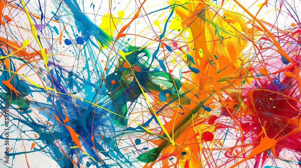 Aufkleber abstract network of colorful intersecting paint brush lines symbolizing the diversity and complexity