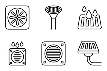 Drain icon set. sewer rain water drainage vector symbol on white background