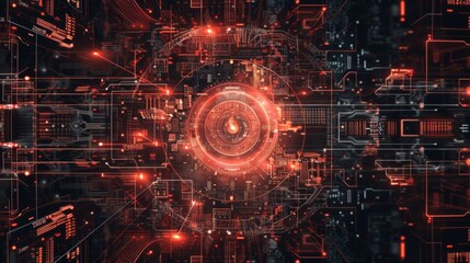 A computer generated image of a red circle with a black background