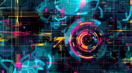 A colorful abstract image with a circle in the center