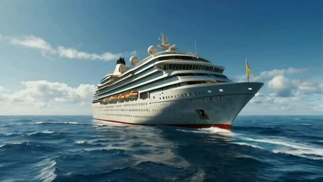 luxury cruise ship at the midle ocean motion video