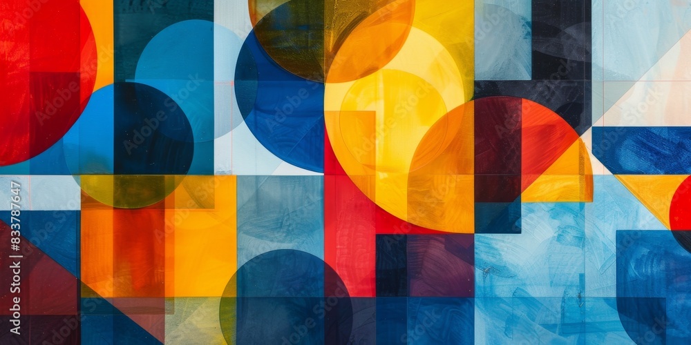 Poster colorful geometric abstract artwork with overlapping shapes
