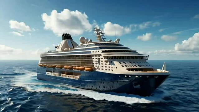 luxury cruise ship at the midle ocean motion video