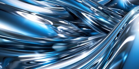 Abstract Metallic Blue Swirls In A Futuristic Setting