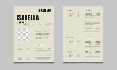 Simple and Clean Resume / Curriculum Vitae Layout in two page