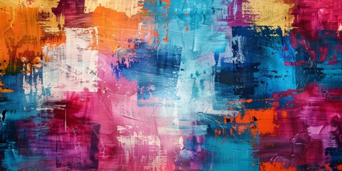 Abstract Composition in Vibrant Hues of Blue, Orange, and Pink