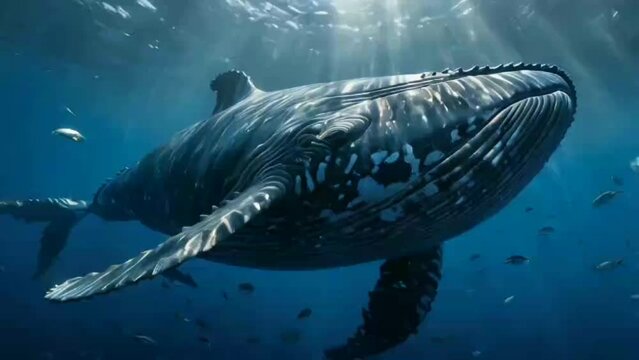 giant whale in the dep sea motion video