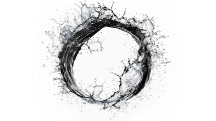 Circular water splash isolated on white background