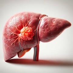 3D Medical Illustration of Hepatocellular Carcinoma (HCC) and Liver Cirrhosis: Detailed Visualization of Liver Cancer and Disease