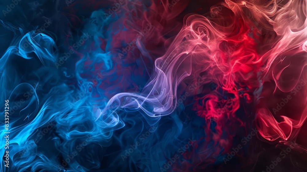 Poster dramatic abstract background with swirling red and blue smoke on a gradient backdrop dynamic visual 