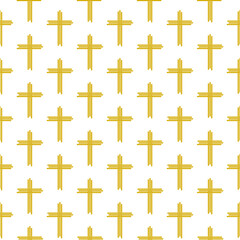  Gold christian cross simple icon seamless pattern