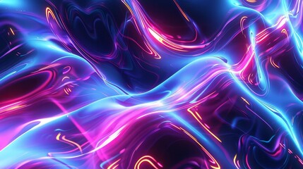 electric neon waves pulsate and flow abstract digital background