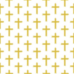  Gold christian cross simple icon seamless pattern