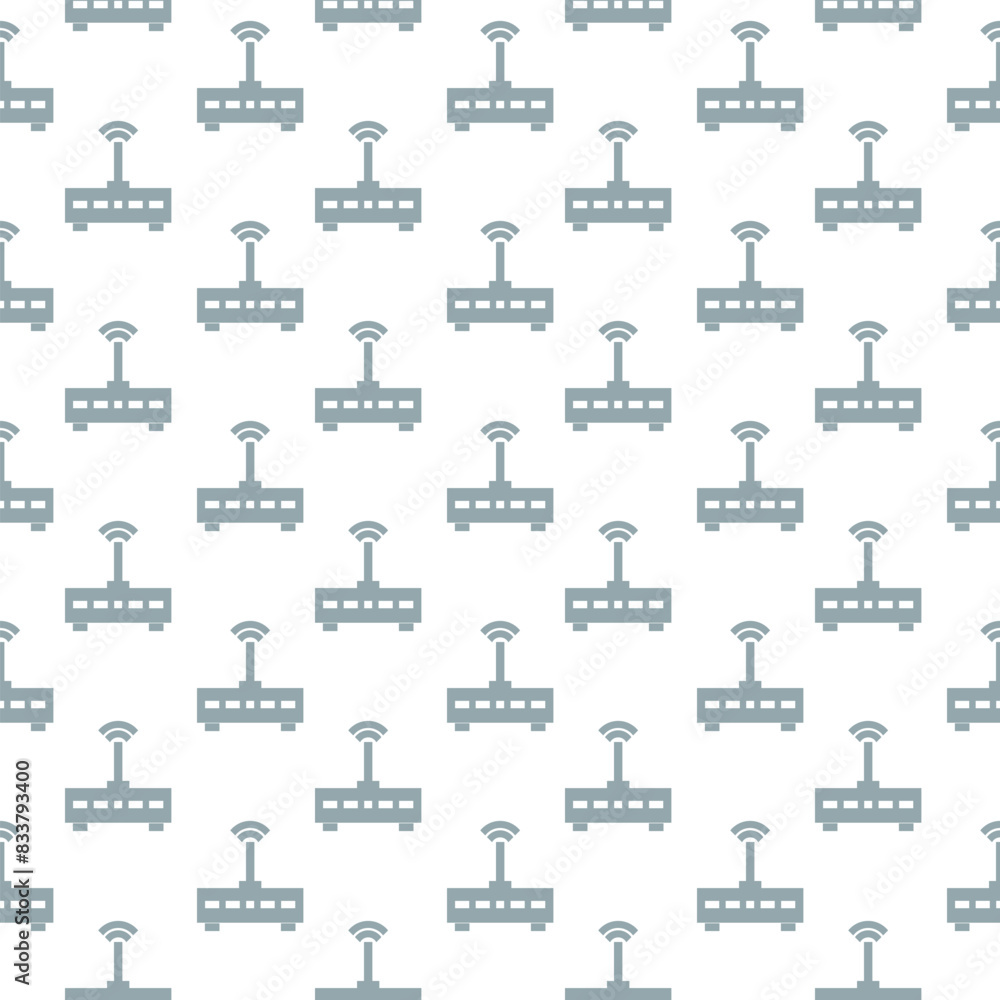 Aufkleber router and wi-fi signal symbol icon isolated seamless pattern on white background