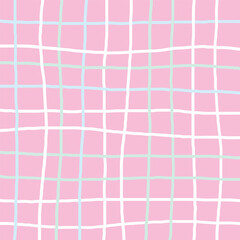 Fototapeta premium Vector hand drawn cute checkered pattern. Doodle Plaid geometrical simple texture. Crossing lines. Abstract cute delicate pattern ideal for fabric, textile, wallpaper