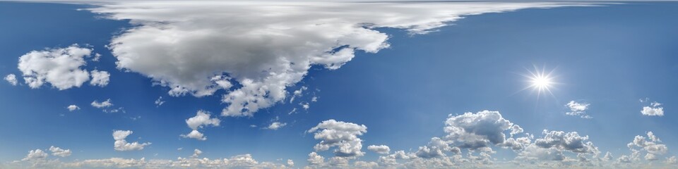 blue sky 360 hdri panorama view with clouds for use in 3d graphics or game development as sky edit...