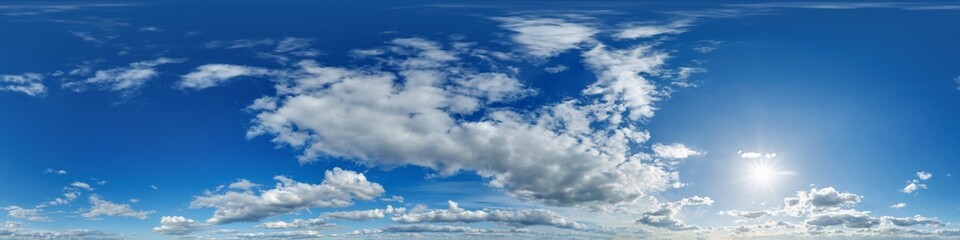 blue sky 360 hdri panorama view with clouds for use in 3d graphics or game development as sky edit...