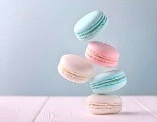 Obraz premium Colorful Macaroons Floating in the Air