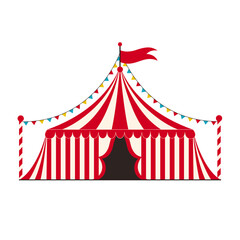 Circus tent icon. Funfair and carnival symbol. Vector illustration.