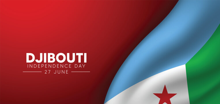 Djibouti Independence Day 27 June waving flag vector background