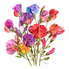 A springtime bouquet of pink and purple Lathyrus odoratus blooms
