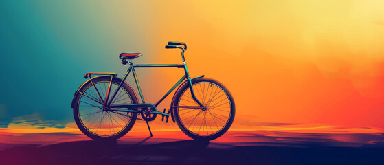 Fototapeta premium Vibrant Minimalist Vector Illustration of Classic Bicycle Against Gradient Background