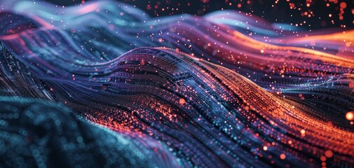 Fototapeta premium Bring to life the essence of Advanced analytics using sleek, futuristic lines in a digital art style Highlight complex data patterns and technology integration in a mesmerizing way