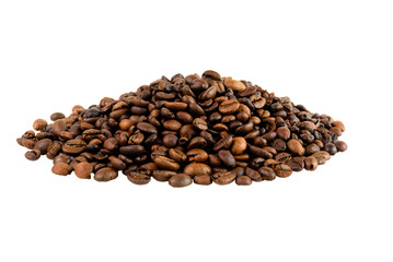 Roasted coffee beans t on a transparent background