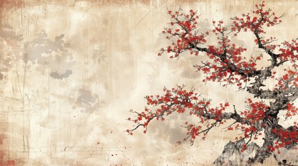 Japanese paper background with tree.