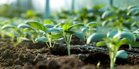 Nurturing Seedlings in Sunlit Soil: Tips for Sustainable Organic Gardening. Concept Gardening, Sustainability, Organic, Seedlings, Tips