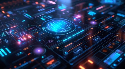 Fototapeta premium Craft a digital masterpiece showcasing a sleek, futuristic tablet with a glowing interface Emphasize precision and modernity using CG 3D techniques