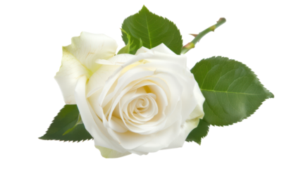 Minimalist beautiful white rose on white background