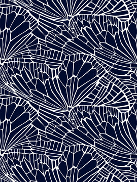 Hand drawn seamless pattern with beautiful butterfly wings. Vector illustration, retro style. Can be used for embroidering flowers, wallpaper, etc.