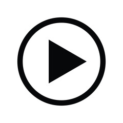 Play button icon. Black video play button icon on white background. Vector design play button icon style. Video play sign, play button icons, play icon, play video symbol. Play button illustration. 