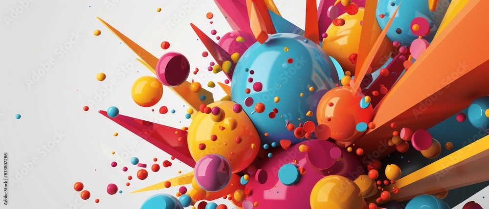 Poster craft a visually striking abstract representation of innovation using vibrant colors and dynamic sha