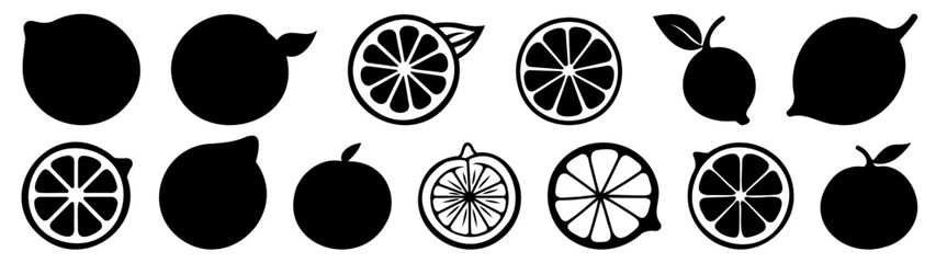 Lemon silhouette set vector design big pack of illustration and icon