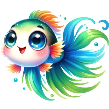 cute cartoon fish with big eyes clip art preview